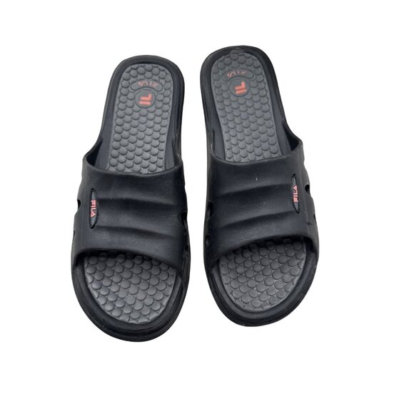 Fila Size 10 Casual Flip Flops Rubber Slides Sandals Textured Sole Navy Blue - Picture 1 of 9